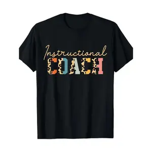 Men'S & Women'S 180gsm Heavyweight 100% Coach Appreciation T-Shirt - Elegant Crew Neck Short Sleeve with Leopard Print Lettering & Geometric Pattern, Soft Casual Unisex Shirt for Instructors