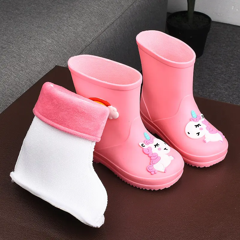 Children's Rain Boots Girls' Elastic Cuff Fleece-Lined Boys' Non-Slip Water Shoes Four Seasons Cartoon Cute Princess Rain Boots Kids' Rain Shoes Children's Rain Boots Girls' Elastic Cuff Fleece-Lined Boys' Non-Slip Water Shoes Four Seasons Cartoon Cute Princess Rain Boots Kids' Rain Shoes