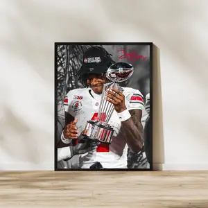 Jeremiah Smith Ohio State Buckeyes Poster Man Cave Football Poster, Football Wall Decor Sports Fan Gift, for Sports Fans & Home Office Display, Poster Football Gifts - Unframed