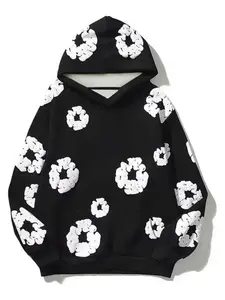 Viral Oversized Hoodie Pullover, Trendy Streetwear for Daily Casual & Urban, Soft Fabric & Relaxed Fit, with 3D Floral Print, Graphic Hoodies