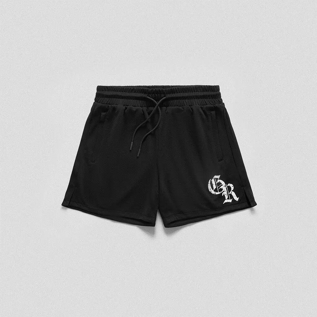 Gymreapers Initial Shorts - Black/White, Double-Layered Mesh, Zippered Pockets, Summer