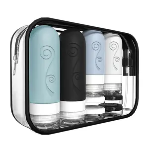 16 Pack Travel Bottles Set for Toiletries TSA Approved Leak Proof Silicone Squeezable 2oz 3oz BPA Free Black Drinkware with Lid