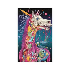 Whimsical Silk Unicorn Poster, Colorful Wall Art, Magical Decor