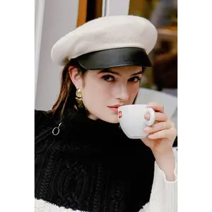 Classic Leather Brimmed Beret