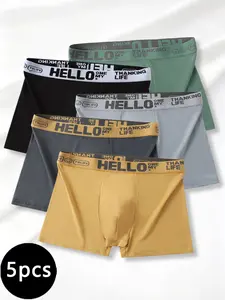 Men's Fashion Athletic Workout Sports Fitness Sporty Stretchy Sports Underwear Hello Waistband Briefs (3/4/5/6/7/8/9/10 Pack), Comfortable Breathable Sports Training Pants, Daily Outdoor Wear