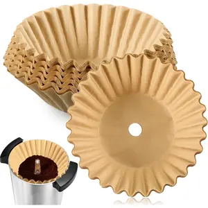 100 count Pre-punched Holes Coffee Filters for 30cup 45cup 100 Cup Coffee Urn Brewing Basket & Hot Beverage Dispenser Disposable   Pulp Paper Filters with Tall-sided Design(Brown)