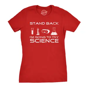Womens Stand Back Science Funny Shirts Cool Humorous Nerdy T shirts for Geeks Funny Womens T Shirts Cute Vintage Fashion Casual Ladies T-Shirt Gift Science Tops for Women Funny Nerd Top Women's Novelty Tees Red