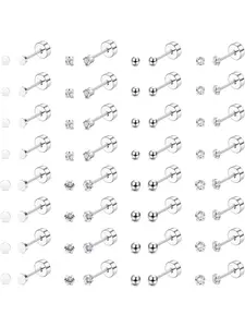 16 Pairs Tiny Cartilage Stud Earrings for Women Men Steel Flat Back Cartilage Earrings Hypoallergenic Cubic Zirconia Tiny Ball Studs Earrings 2mm 3mm Tragus Helix Daith Piercing