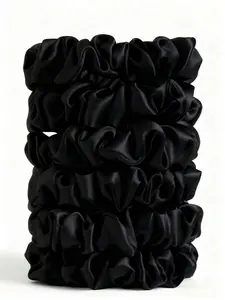 5-Piece Women's Solid Satin Silk Hair Bands Set, Soft Elastic Hair Ties, Scrunchies For Hair, Ponytail Holders, Damage-Free, Ideal for High Ponytails & Casual Wear, Head Accessories