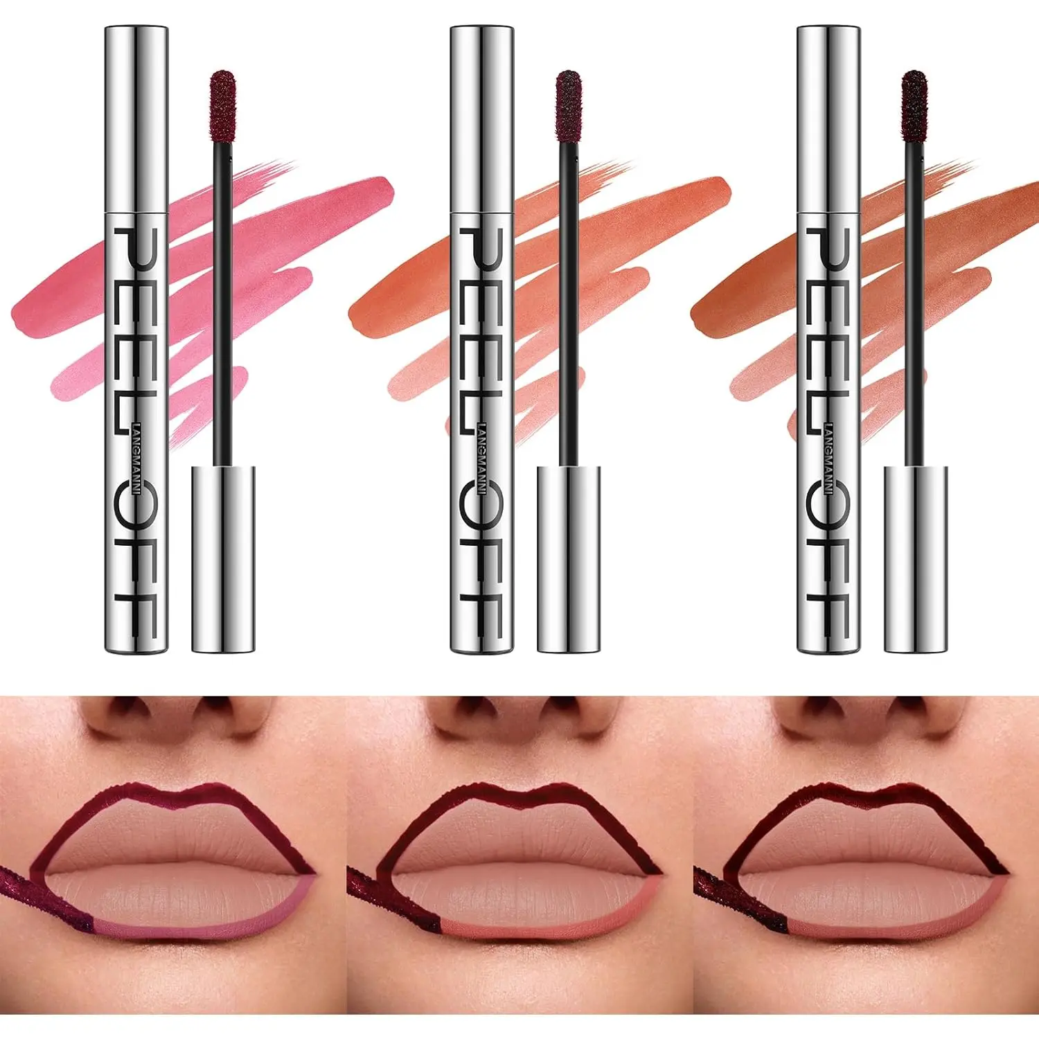 Long-Lasting Peel Off Lip Liner Set, Waterproof & Smudge-Proof Matte Lip Liners Gift Makeup