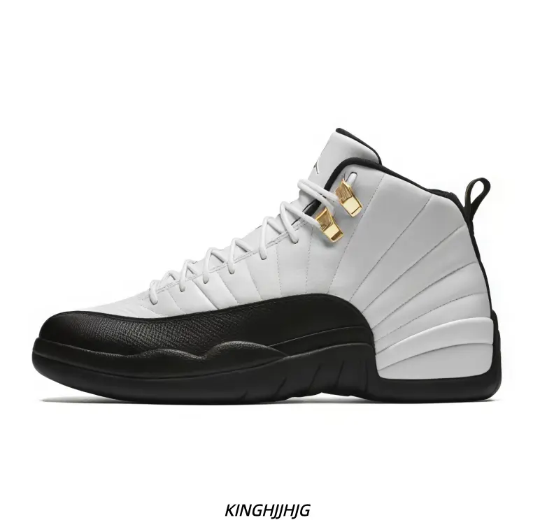 White Black High Top Basketball Sneakers With Gold Metal Buckles