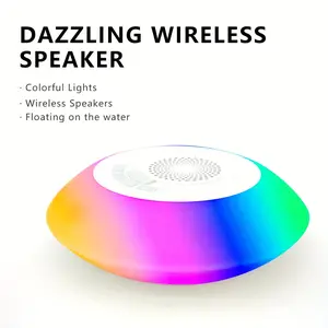 Wireless Speakers with Colorful Lights - Portable Pool Speaker Floating with 8 Modes - Built-In Mic HD Stereo Sound Hands-Free Wireless Hot Tub Speaker for Shower Home Outdoor superbox s6 max