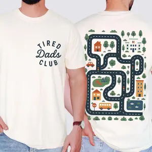 Tired Dads Club Shirt 2 Sides, Funny Dad Shirt, Play Cars On Dads Back, Mat Road Car Race Track Shirt, Father's Day Gift, Regular Fit Short Sleeve Tee, Casual Clothing apparel