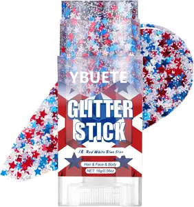 Patriotic Red White and Blue Face Hair Body Glitter Stick,4th of July Outfits and Accessories for Women Kids,USA Flag Makeup for Independence Day 250 Anniversary Memorial Day Veterans Day,summerwins