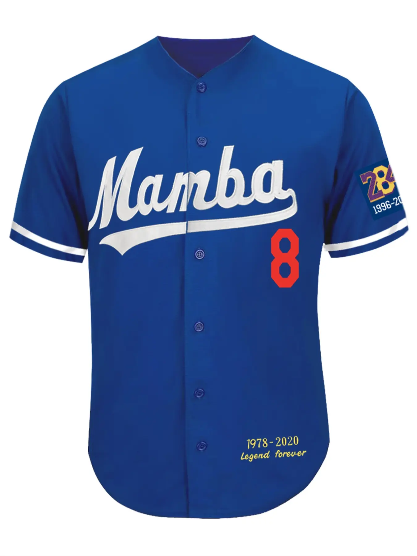 Men's 8/24 Embroidered Baseball Jersey, Blue Embroidery Sports Uniform, Casual Short Sleeves, Button Down T-Shirt, Loose-Fitting, Sporty Style, Jersey Tee, Athletic Top, Sports Top, Embroidered Sportswear Top