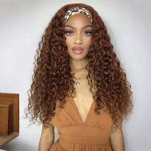 Curly Half Wig 26 Inch Deep Wave Synthetic Wigs Glueless Wear and Go 3 In 1 Half Wig Beginner Friendly Drawstring Seamless Flip Over Headband Wigs for Women