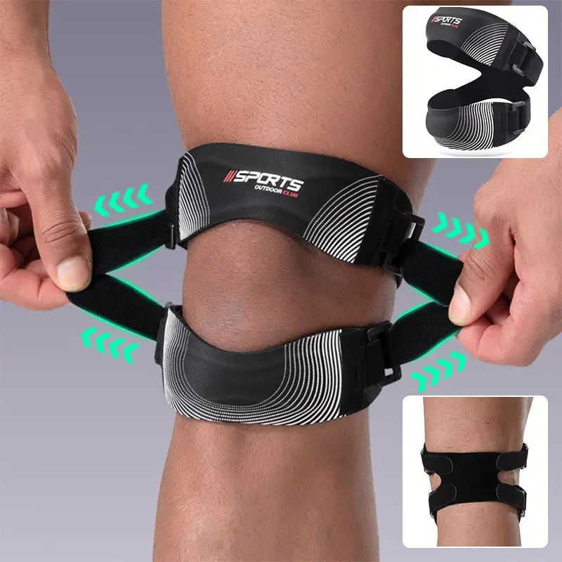 Adjustable Patella Knee Strap, Silicone Compression Support for Running, Basketball, Hiking, Sporty Design, All Seasons Use, Runners Knee Brace, Knee Supports