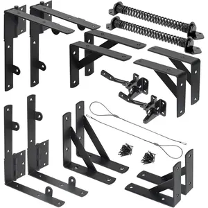 Fence Gate Kit Gate Hardware, 2 Set Anti Sag Gate Kit Gate Frame Cornor Brackets Kit with Self Closing Gate Springs Hings Latchs for Outdoor Garden Backyard Wooden Fence Deck Porch Gate