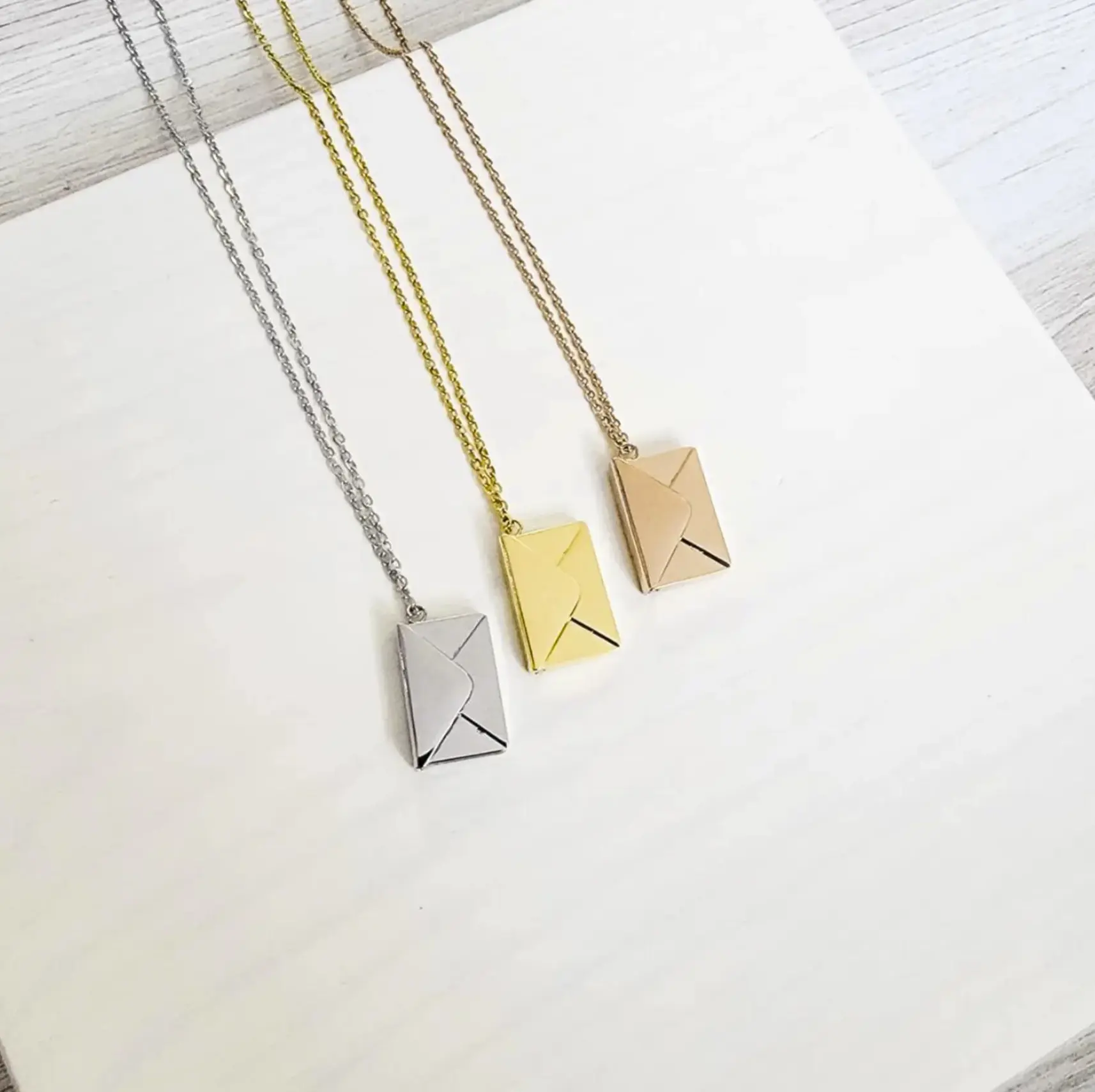 Personalized Envelope Necklace, Custom Engraved Love Letter Pendant