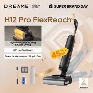 DREAME H12 Pro FlexReach Vacuum Mop, Wet Dry Vacuum Cleaner, 0 Tangle Cordless Vacuum Mop All-in-One for Hard Floors, 180° Lie-Flat Floor Cleaner Machine with 194°F Hot Self-Cleaning, 50Mins Runtime