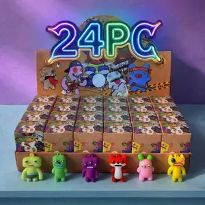 24-Piece Playful Tooth Monster Keychain Collection - Complete Set of Cartoon Character Charms with Bag Hooks, Display Case & Party Gift for Halloween, Christmas, Birthday