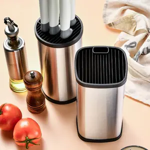 Stainless Steel Knife Holder Kitchen Knife Rack, Multi-Functional Knife Storage Container, Home Countertop Knife Organizer