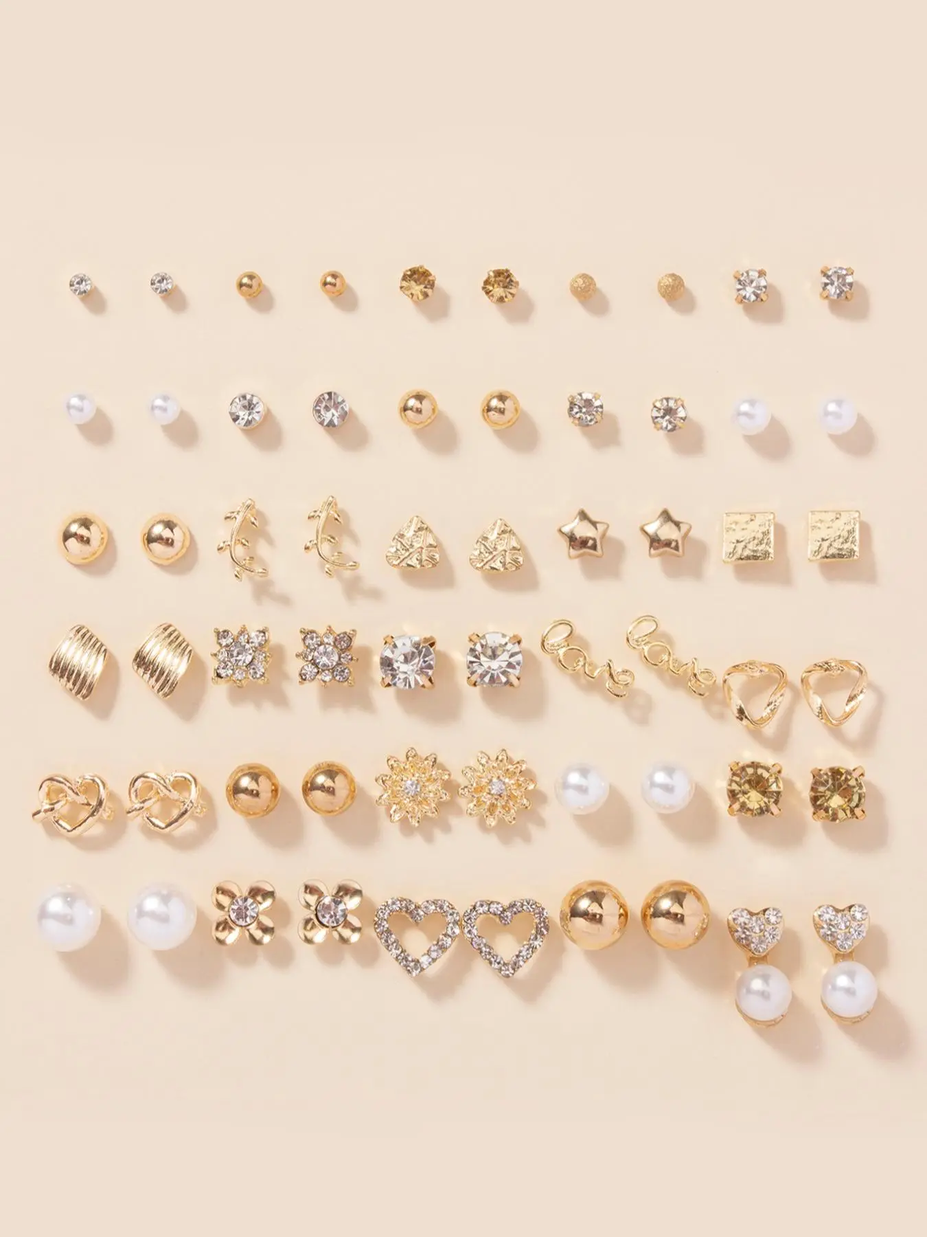 Faux Pearl & Rhinestone Decor Heart Shape Stylish Earrings Set, Earring Stacks, Studs Earrings for Women, Dainty Earrings, Vintage Fashionable Earrings Jewelry Gifts for Women, Cute Accessories As Holiday Gift, Stud Earring Pack