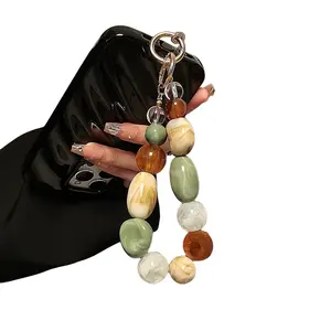 So Cute! Colorful Stone-Look Beaded Phone Wrist Strap | Free Clear Accessories + Red Gift Jewelry Box | Universal Short Cellphone Keychain Charm | Ideal Gift for Birthdays, Valentine’s Day & More | Phone Charms | Phone Accessory