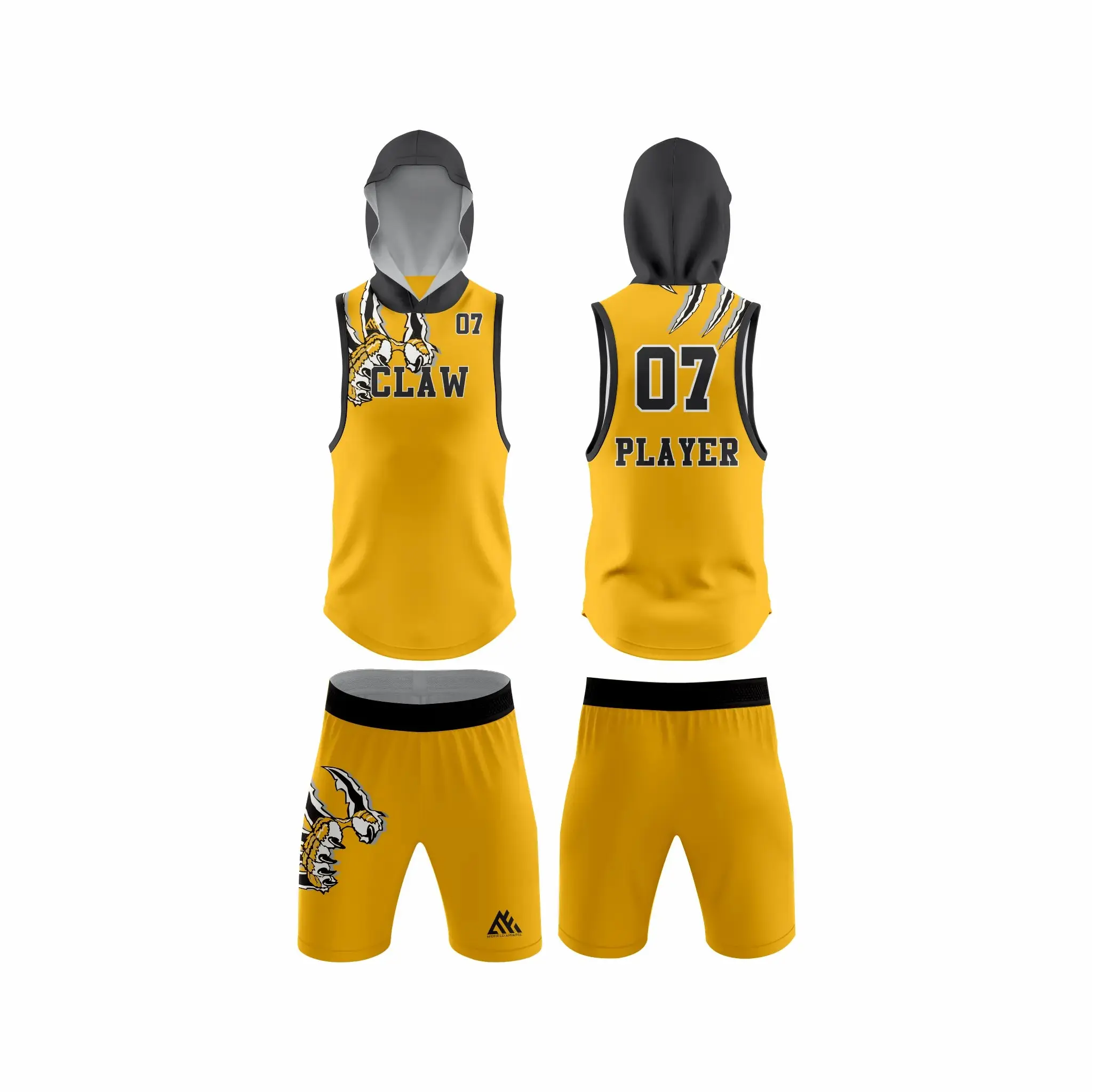 Claw Yellow 7v7 Flag Football Uniform