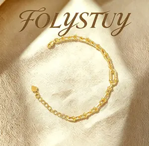 【FOLYSTUY (W153+Y120)】Paperclip bracelet necklace, O-shaped, fashionable and suitable for both men and women. The bracelet is elegant for women or men and can be worn dailyThe necklace is 19.6 inches long; the bracelet is 9.25 inches long.