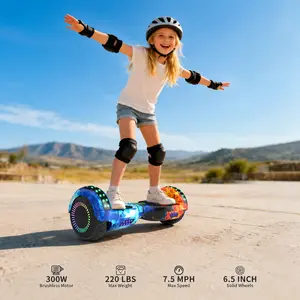 Commugo P6 Kids Teens Self-Balancing Hoverboard - 300W Dual Motor All-Terrain App Controlled Scooter, 7.5 mph Max Speed, LED Lights, 220lbs Load, Gift for Boys Girls (TikTok Shop Spring Glow Up, Summerwins)