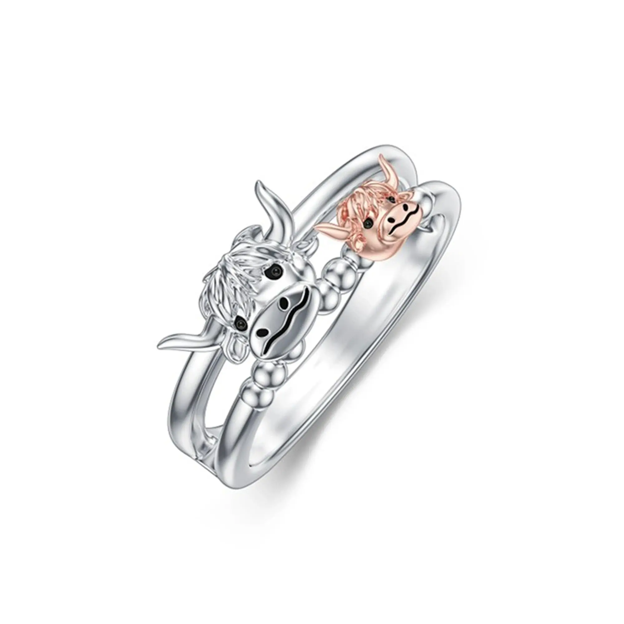925 Sterling Silver Personalized Highland Cow Ring   Statement Rings Gift For Women Girls Springtok Outdoorfun，cottagecore accessories，everyday jewelry trends，luxury vs affordable jewelry，cute accessories online  Durable Elegant