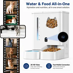 Automatic Cat Feeder with Camera 2K HD Video and 36Cups/8.5L & Gravity Water2-in-1 Set Large Capacity 5L Food Feeder 3.5L Water Fountain for CatsPets Small Dogs Puppies Kittens Summervibespetlovers