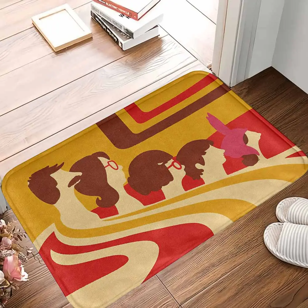 Bob's Burgers Belcher Family Silhouette Print Rug - Retro 70s Art, Abstract Geometric, Non-Slip, Soft Bath Mat/Carpet for Kitchen, Bathroom - Funny Gift for Apartment Dorm Residents summerwins