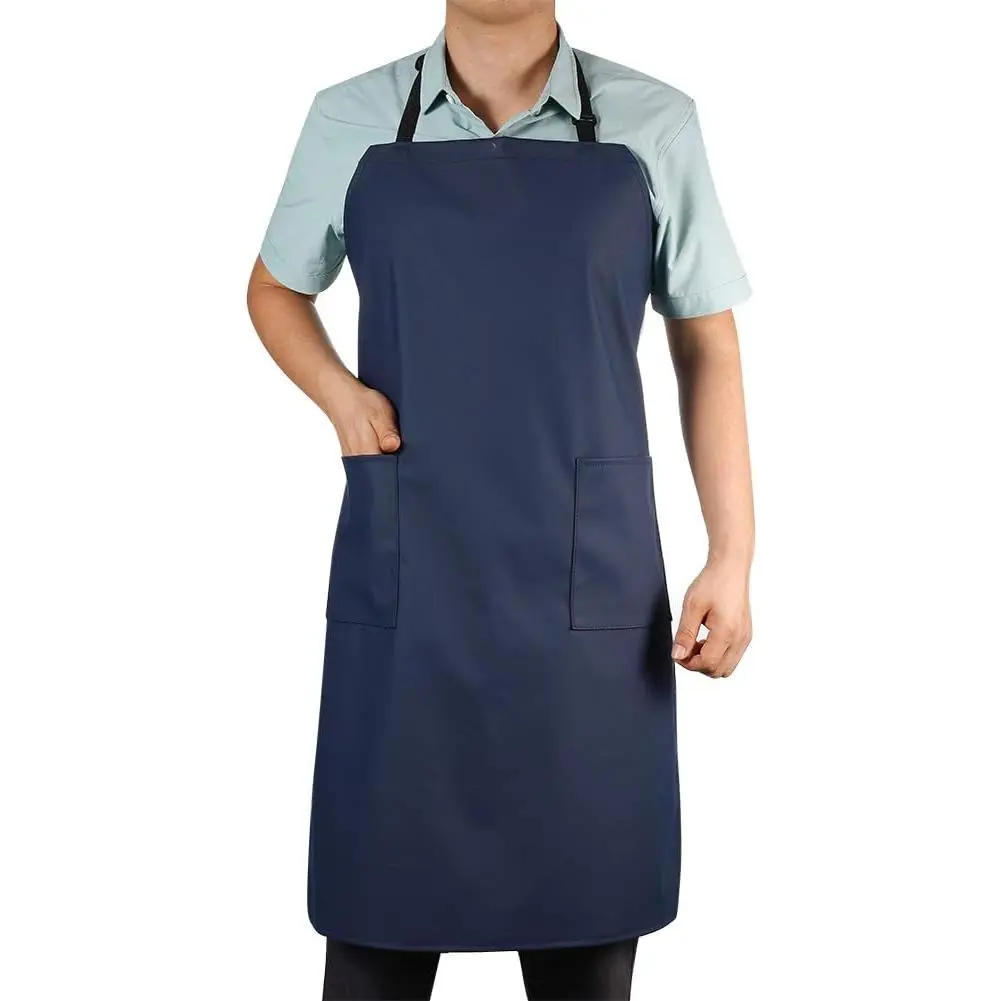 Waterproof Rubber Vinyl Apron with 2 Pockets, Adjustable Strap - Lightweight Lab Apron for Kitchen Cleaning, Dishwashing, Grooming