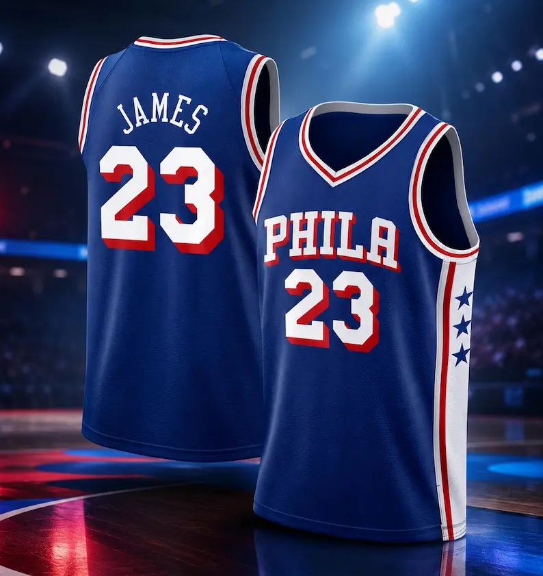 Custom Philadelphia James Basketball Jersey, Personalized LeBron Sixers Jersey, Philly Basketball Tank Top, NBA Fan Gift, Sports Jersey