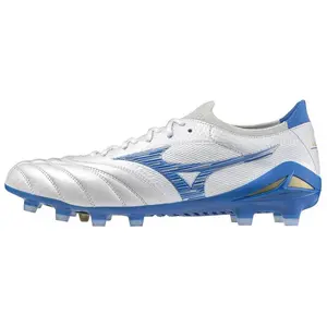 Mizuno Morelia Neo 4 Soft Comfortable Anti-Slip Durable Football Shoes Unisex White Blue Trending Shoes, House White Official Shoes to Get / Maison Mihara