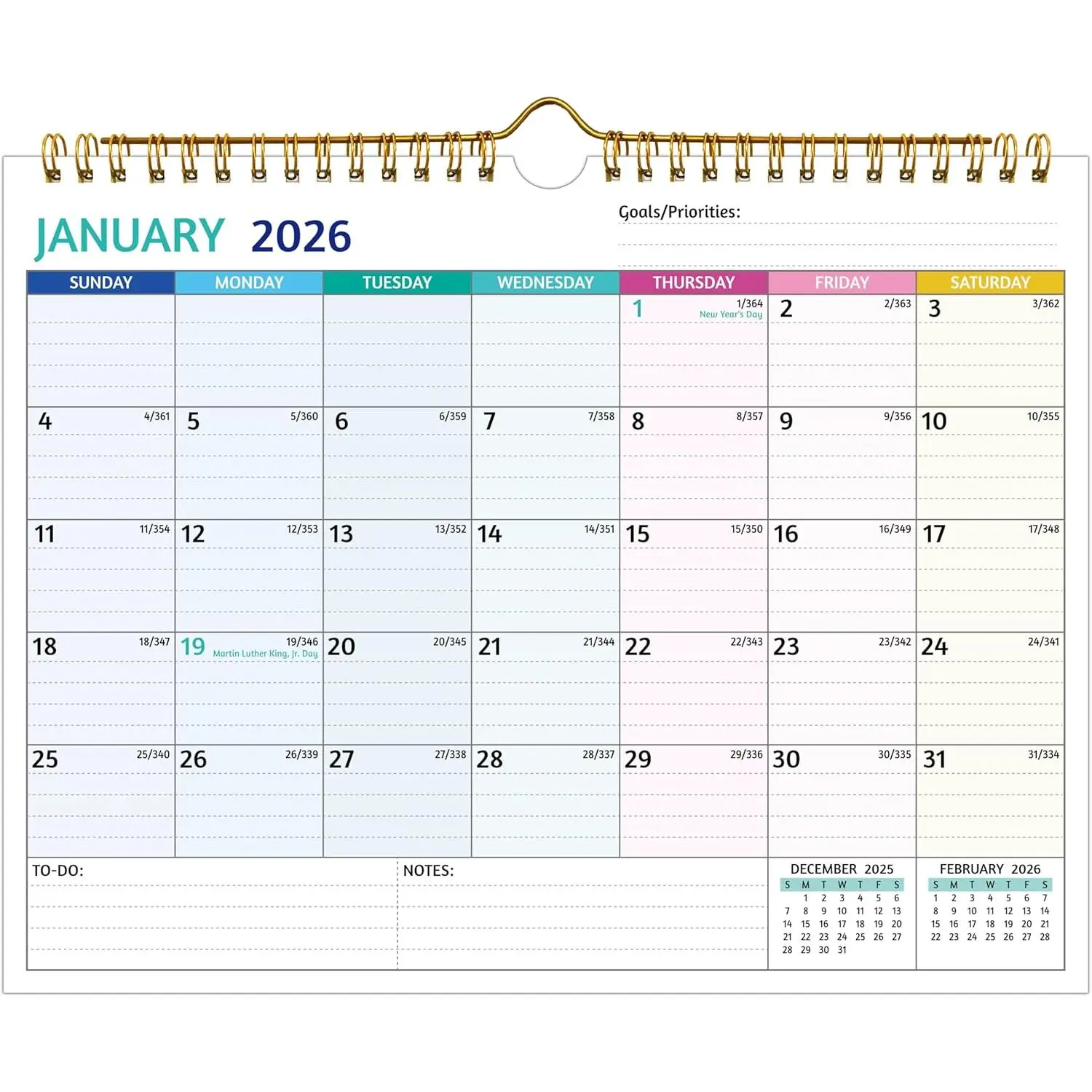 Wall Calendar 2026-2027 - 2 Year Calendar 2026-2027, 11 x 8.5 In, Jan 2026 - Dec 2027, 2026 Calendar 24 Months, Small Monthly Calendar 2026, with Ruled Blocks, Thick Paper, Holidays, To-dos & Notes