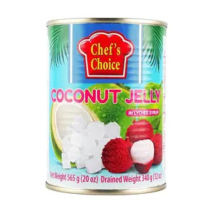 CHEF'S CHOICE Thai Lychee Flavor Coconut Jelly in Syrup Canned 565g - Fruit Salad, Milk Tea, Baking Ingredient