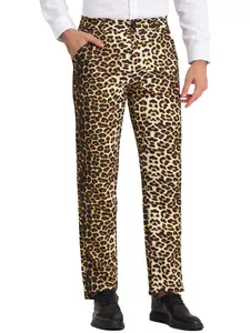INSPIRE CHIC Men's Animal Printed Pants Flat Front Party Prom Dress Pants