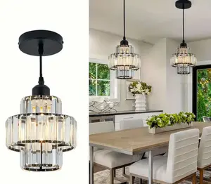 LED-MATE-2-pack Modern Charm Light - Sleek Black Design, Glass Shade, Semi-Flush Mount Installation, Hardwired , 85V-265V, Includes Installation Hardware