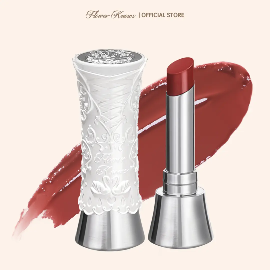 Flower Knows Swan Ballet Collection Shine Lipstick, Hydrating Lip Color with Jojoba Oil, Transfer-Proof Glossy Finish Cosmetic, 3.5g, Moisturizing, Lipgloss