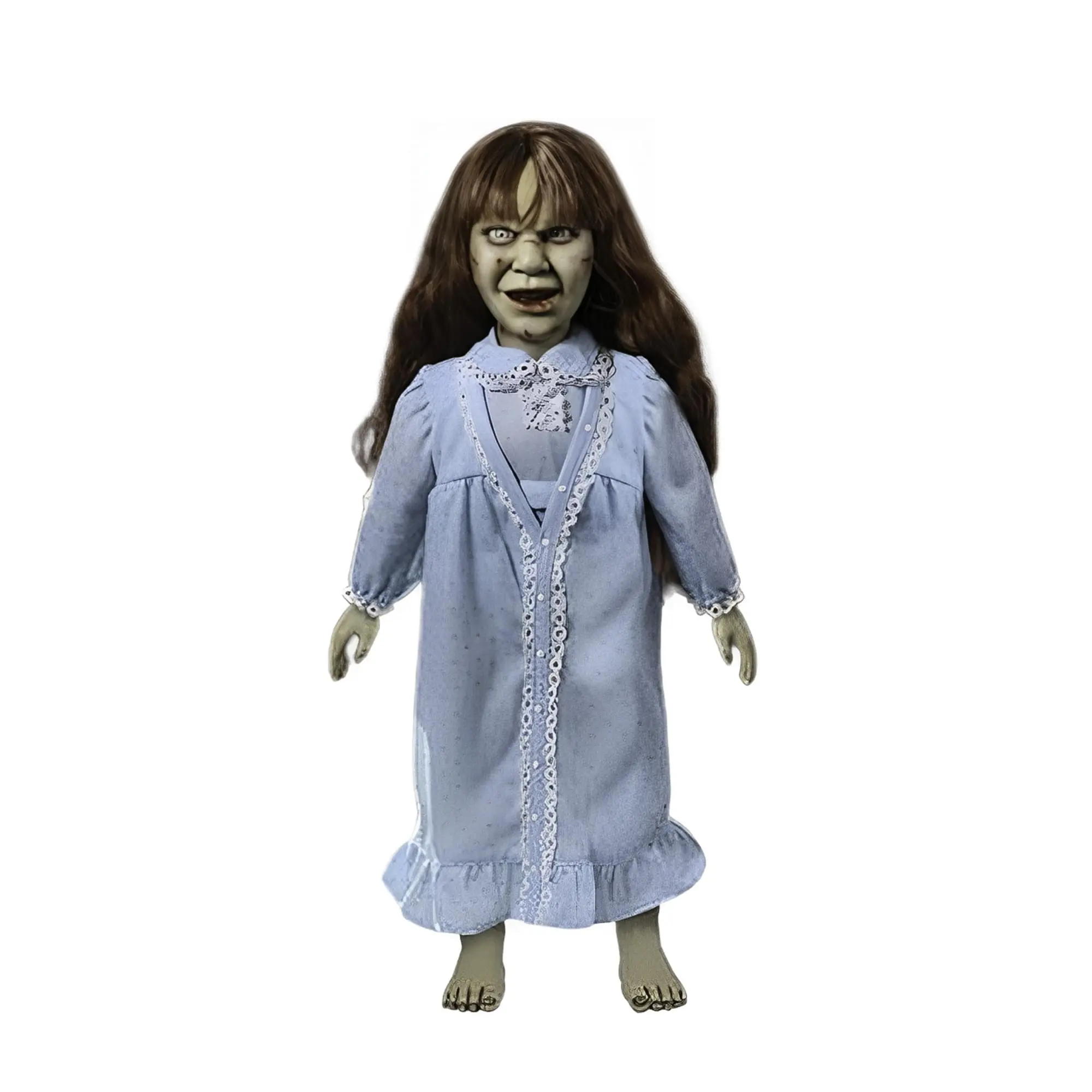 The Exorcist Regan MacNeil MDS 18-Inch Roto Plush, Hauntingly Lifelike Features, Ideal for Horror Fans, Reminder to Keep a Bottle of Holy Water, Best Enjoyed With Lights On, Sculpted Parts
