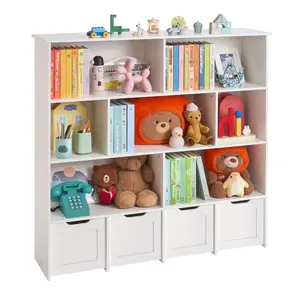 VEVOR Kids Bookshelf and Stuffed Animal Storage, Toy Storage Organizer, 2-Tier Book Shelf with Fabric Toy Chest, Toy Storage for Kids Room, Living Room, Entryway, Nursury, Preschool, WhiteVEVOR Super Brand Day
