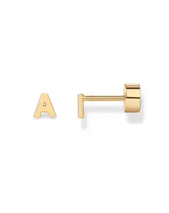 PAVOI 14K Gold Plated Initial Flatback Earrings for Women - Earscape-Friendly Studs - Trendy Fashion Jewelry