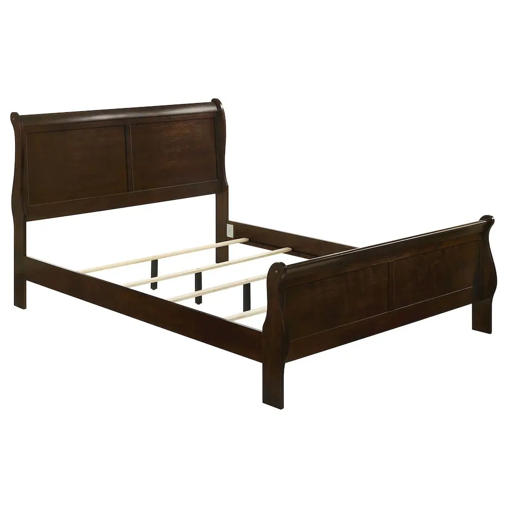 Coaster Furniture Louis Philippe Classic Full Sleigh Bed Unit - Full-Sized Bed with Matching Headboard and Footboard, Wood Construction, Elongated Frame, Exposed Grain, Cappuccino Finish, Modern Indoor Furniture, Assembly Required, Cadmium-Free