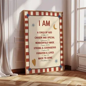 I Am a Child of God Print Bible Verse Affirmations for Kids Nursery & Toddler Room Decor Christian Kids Wall Art Kids Ministry Wall Art