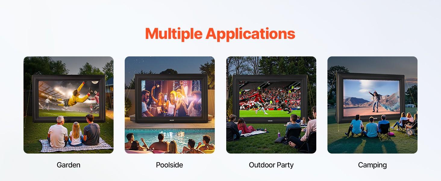 20Ft Inflatable Projector Screen for Outdoor Use, Inflatable Movie Screen with 250W Air Blower, Oxford Fabric Material, Blow Up Screen for Backyard, Home Theater, Theme Party and Outdoor Cinema