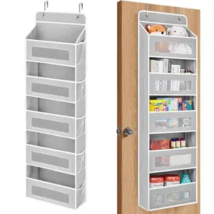 Multifunctional Over The Door Organizer 5 Shelf Door Hanging Organizer with 5 Large Pockets 44 lbs Weight Capacity Hanging Storage for Bathroom Bedroom Nursery RV Pantry