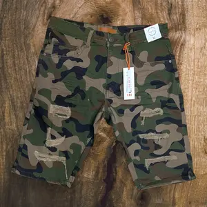 S523 - Twill Ripped Stretch Shorts